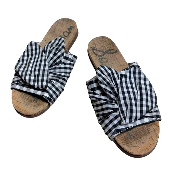 Sam Edelman Black & White Gingham Print Heidi Sandal US 8.5 - Picture 6 of 8